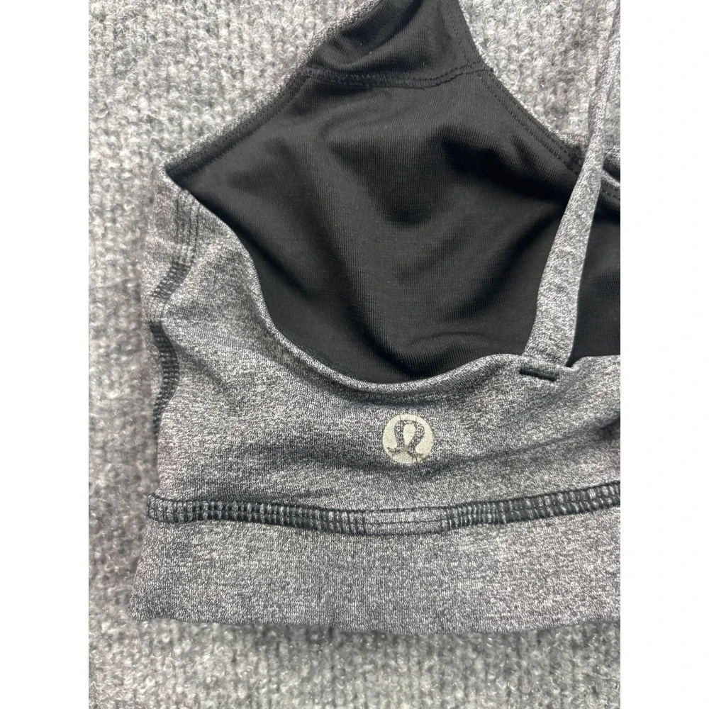 Lululemon Free To Be Serene Sports Bra Womens 8 Grey Strappy Back Yoga Gym